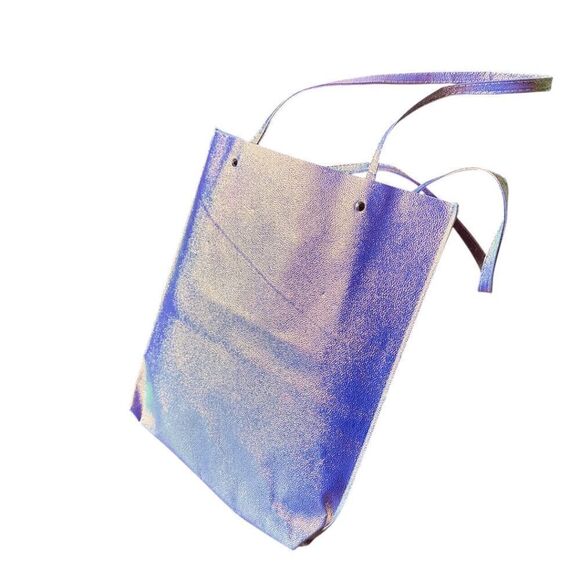 Brand New Reusable Iridescent Holographic PU Shopper Tote Bag with Dual Handles - Picture 2 of 4